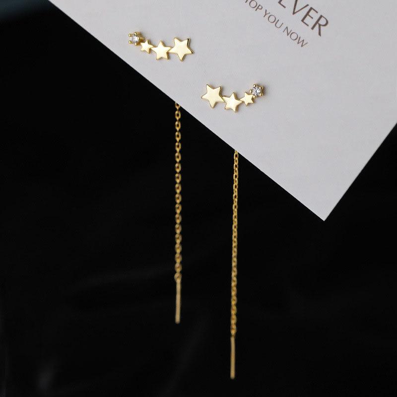 Trend Long Wire Tassel Thread Chain Climb Star Heart Beads Pendants Drop Earring