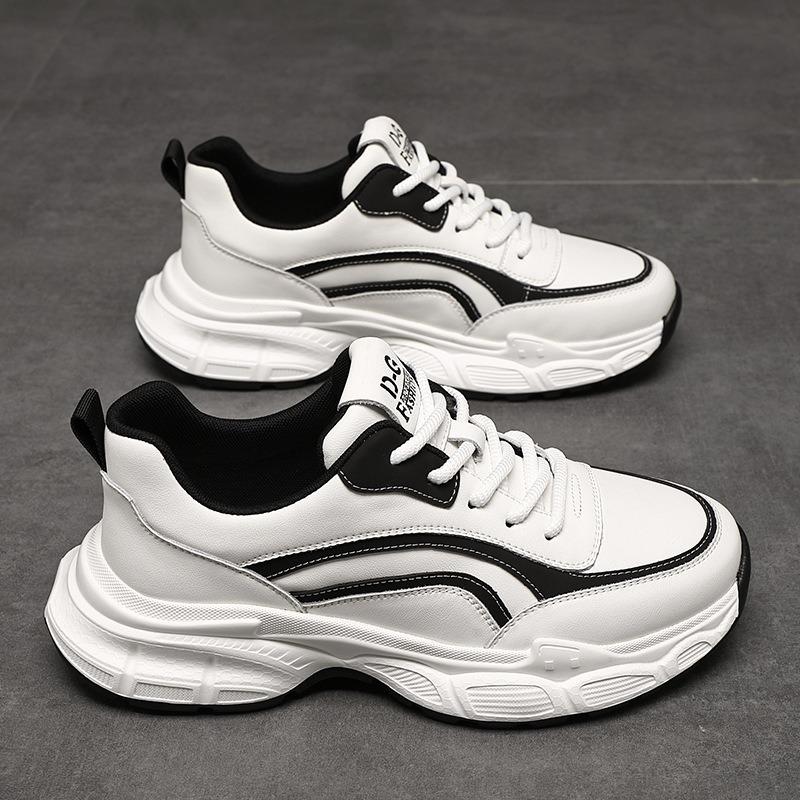 Fashion Autumn Winter Cowhide Platform Men's Sneakers Fashion Soft-soled Casual Men Running Shoes Designer White Male Sports Shoes