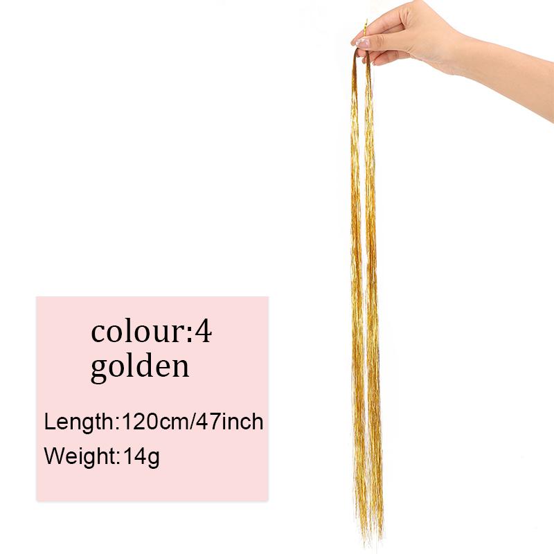 Colorful Bright Crochet Hair Extensions Colorful Silk Rainbow Silk Synthetic Fiber Sparkling Hair Extensions Party Use