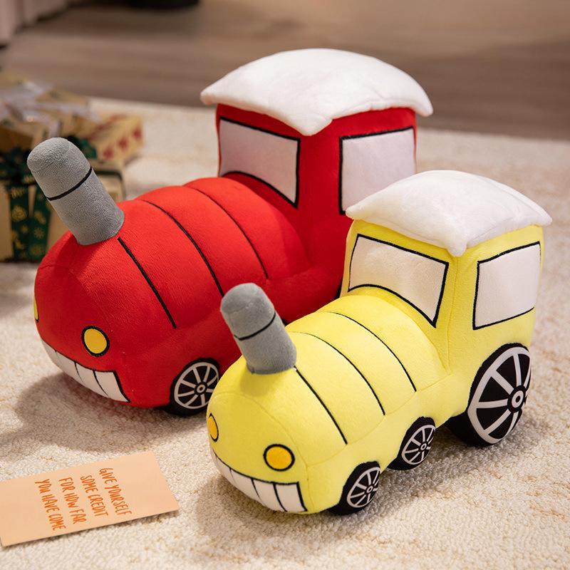 Cartoon Car Doll Plush Toy Train Doll Kindergarten Baby Soothing Rag Doll Birthday Gift