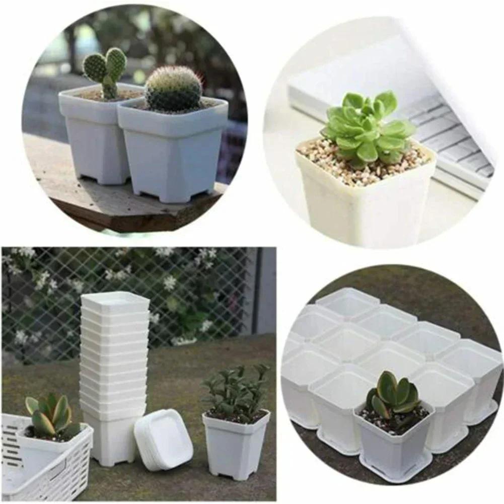 10pcs/set Colorful Multi Square Nursery Flower Pots Succulent Plant Pots Lightweight Reusable Plastic Plant Pot With Drain Tray