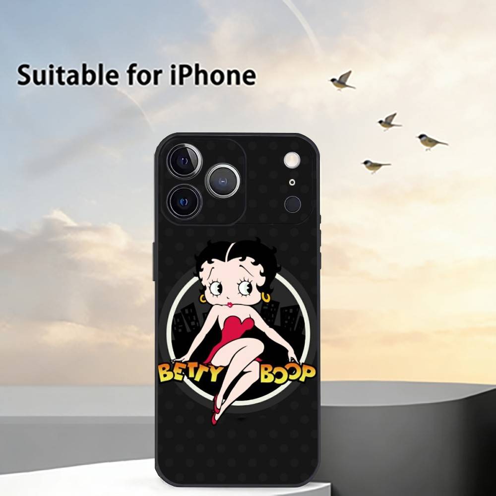 

Retro Cartoon B-Betty B-Boop Phone Case For iPhone 17, 16,15,14,13,12,11 Plus,Pro Max, Others Soft Black Cover iPhone14Plus