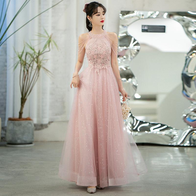2026 Spring Pink Evening Gown for Women - Socialite, Banquet, Bridesmaid, Engagement, Birthday, Host Dress