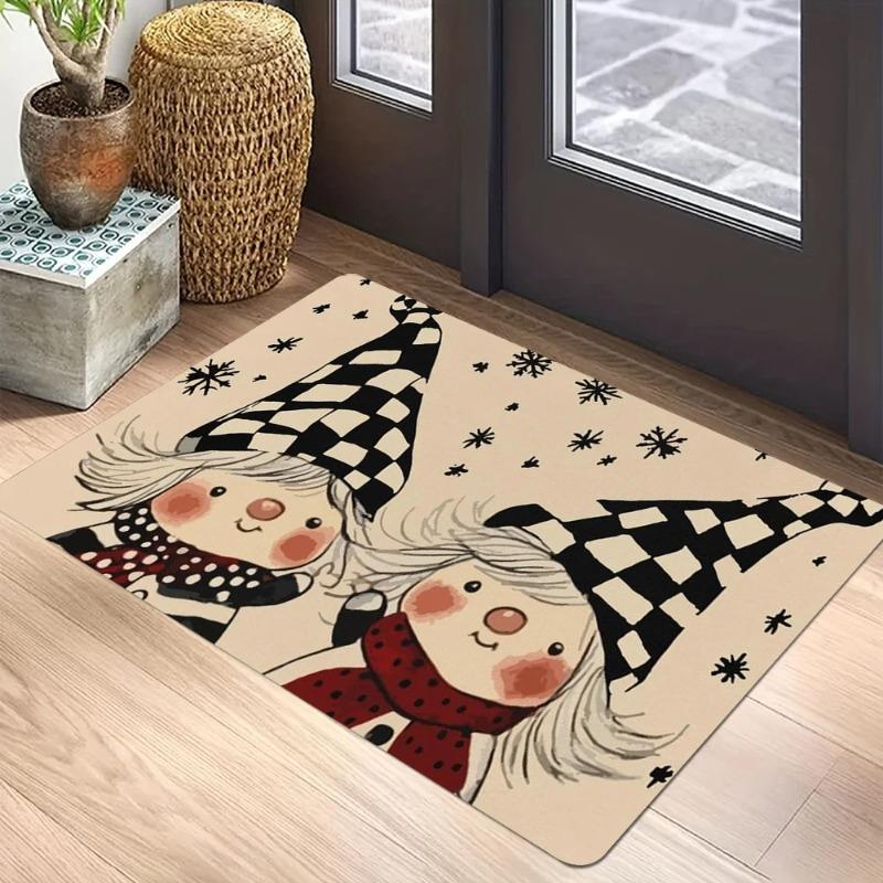 Festliche Weihnachtsfußmatte Weihnachtsmann Rentier Baum Design Frohe Weihnachten Willkommensmatte für Feiertags-Heimdekoration