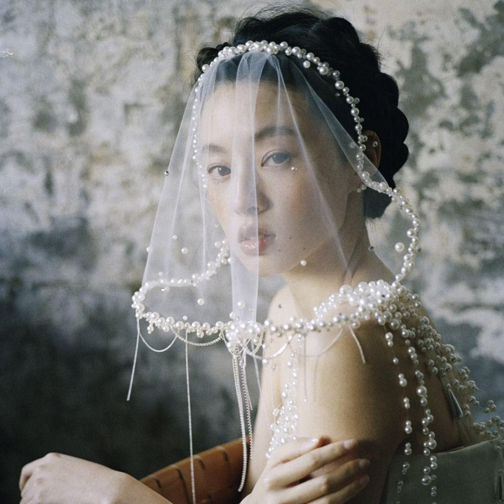 Tassels Wedding Veils Short Bride Head Gauze Elegant Brides Veil  Headdress