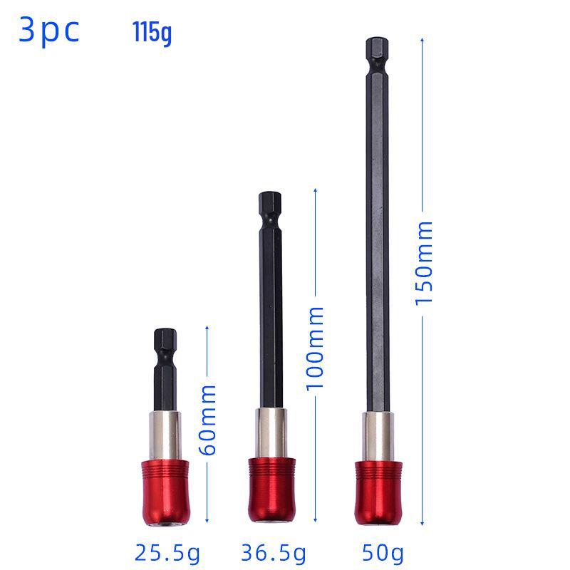 3-Piece Red Quick-Release Self-Locking Hex Shank Magnetic Screwdriver Extension Adapter Set