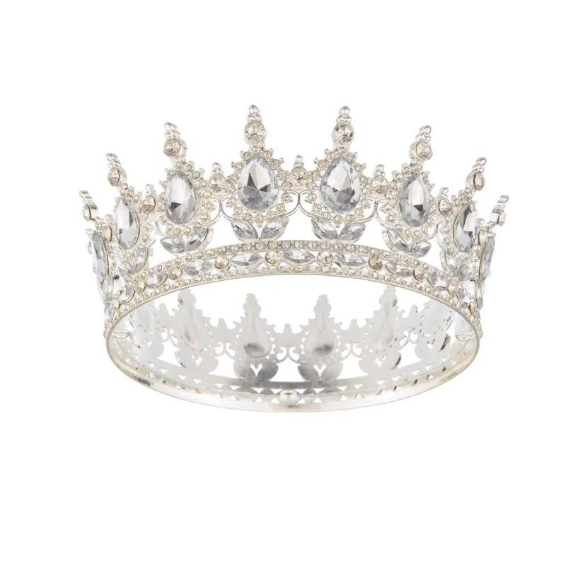 Big Crown Bridal Wedding Tiara Colorful Round Tiara Birthday Cake Decorative Ornament Queen Atmosphere