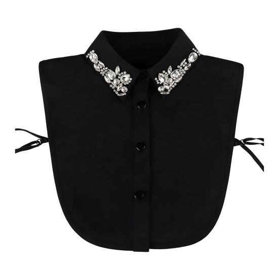 Yousheng Women Rhinestone Fake Collar Detachable Chiffon Dickey False Collar with Adjustable Straps Half-Length Fake Shirts Collar for Festive Party