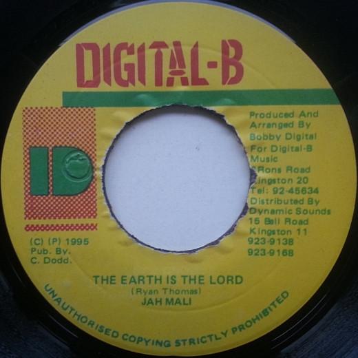 7inch Record JAHMALI - The Earth Is The Lord NONE Digital-B 1995 Jamaica Reggae, Ska & Dub Used