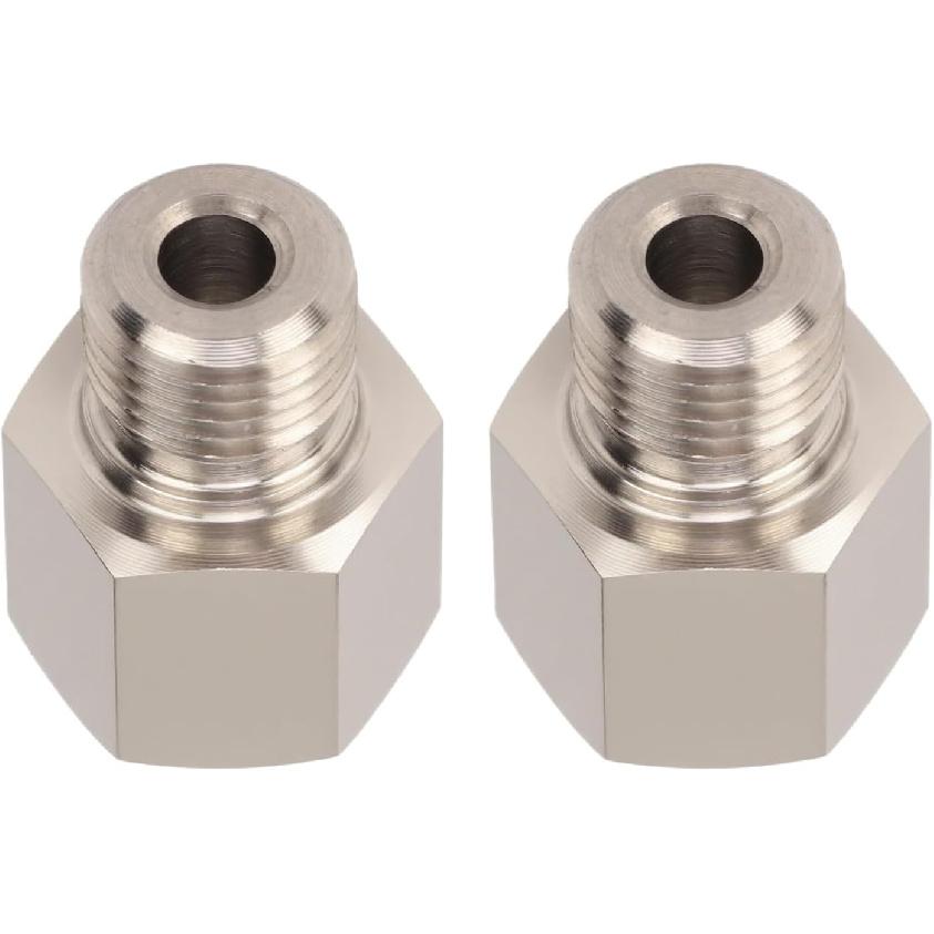 2 Pcs Sender Adapters 1/8in NPT Female to M10 x 1.0 Male Threaded Pressure Gauge Adapter with Washer, Stainless Steel Oil Reducer Adapter