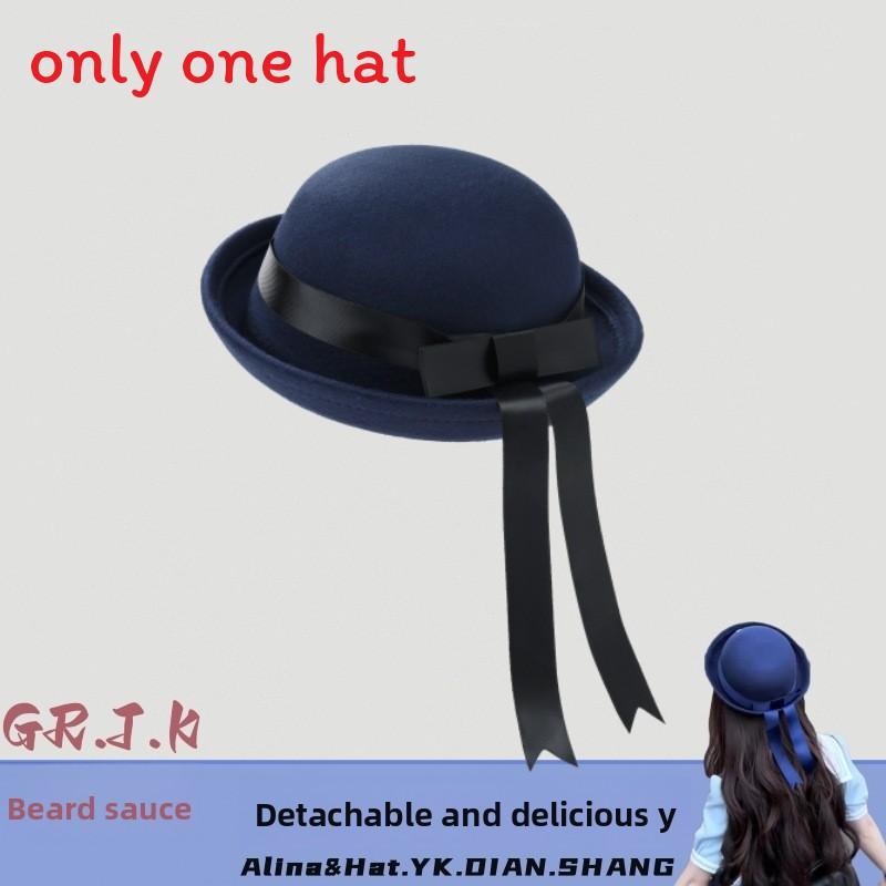 Korean Style Woolen Flat Top Hat With Ribbon For Women Autumn