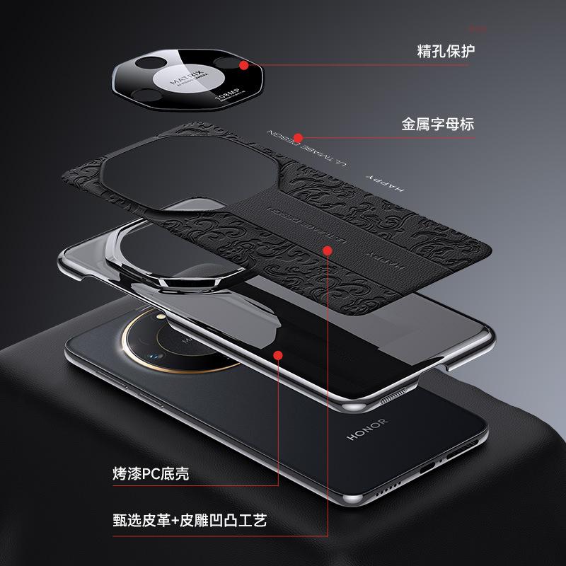 Applicable to Honor x60pro mobile phone case Xiangyun dragon pattern honor lens all-inclusive x50 Guofeng gt men's electroplating leather case