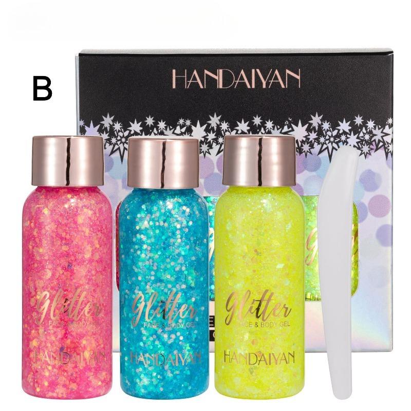 Lace Eye Shadow Gel Pouch Set (3 Pieces) Mermaid Sparkle Body Lotion Liquid Eye Shadow Set