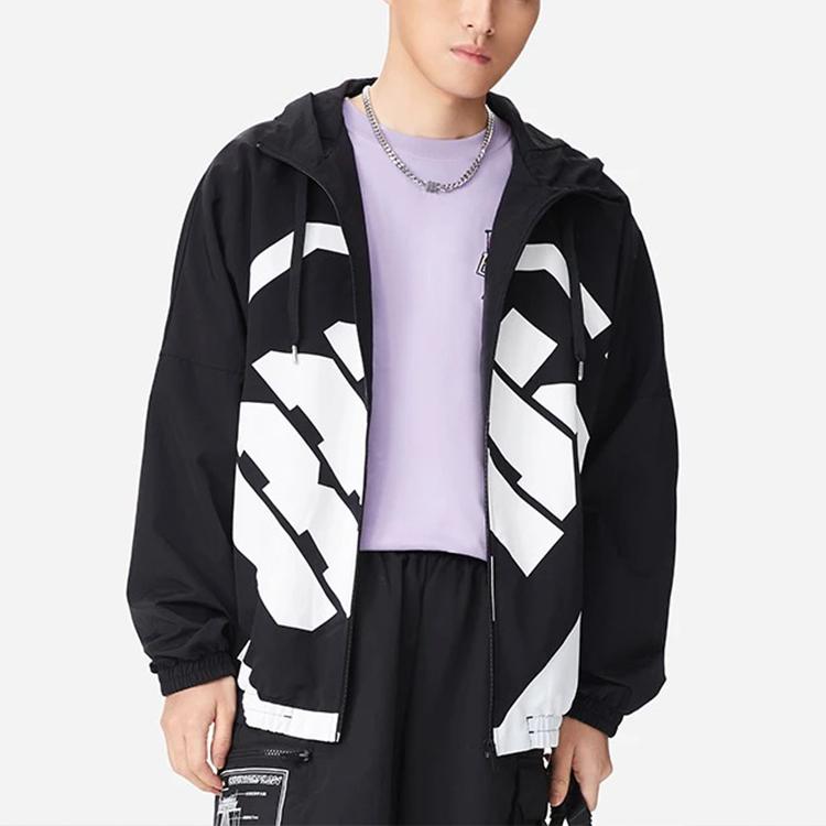 Li-Ning Badfive Series Letter Print Loose-Fit Sports Basketball Hooded Jacket Autumn Men Jackets Black AFDS075-3