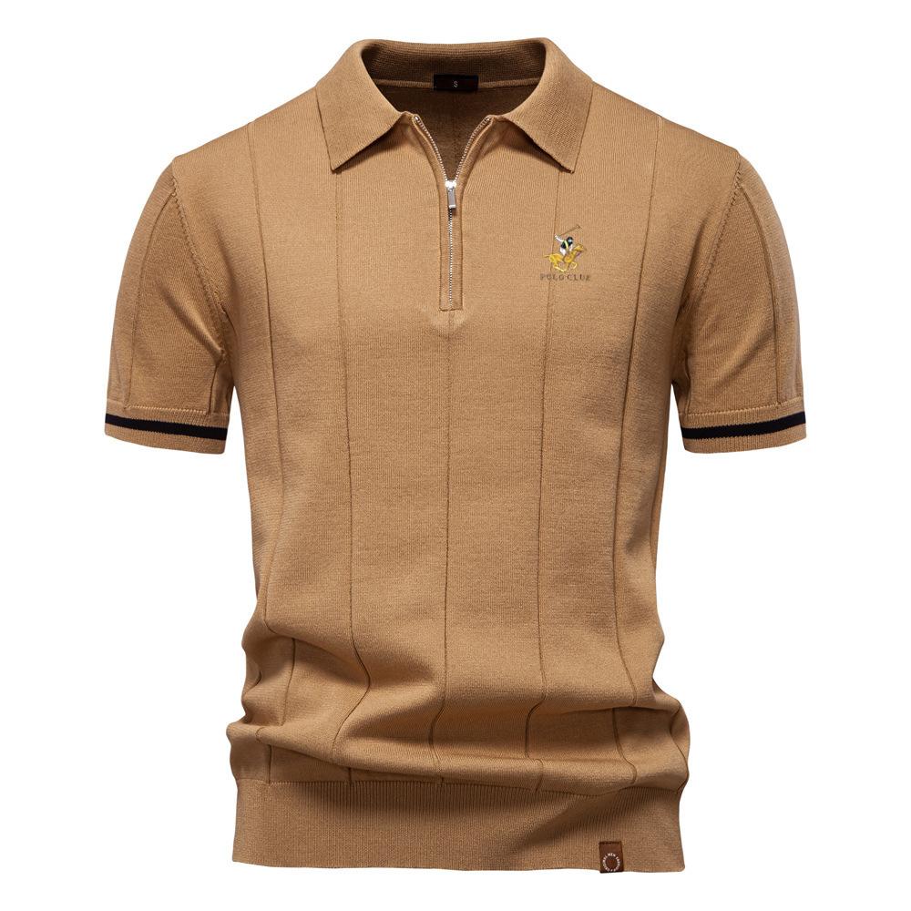 

POLO CLUB 2025 Spring/Summer Pony Embroidered New Men s Business Casual Woolen Polo Shirt, Flip Collar Knitted Polo Shirt, Short Sleeve XXL