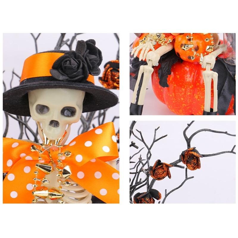 Halloween Pumpkin Skeleton Decorations Artificial Fake Flower with Deadwoods Table Centerpieces Home Decorations Gift