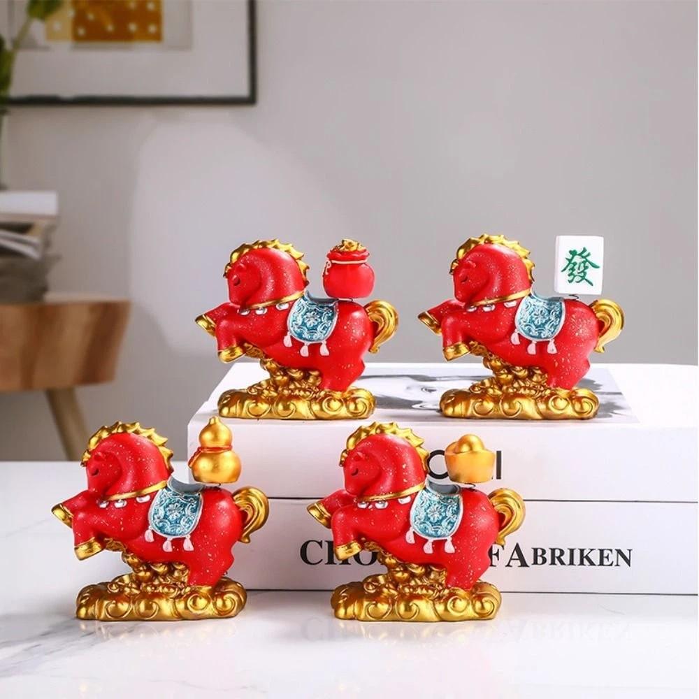 Desktop Ornament New Year Mascot Miniature Resin Zodiac Ornaments Gift Horse Figurine Cabinet