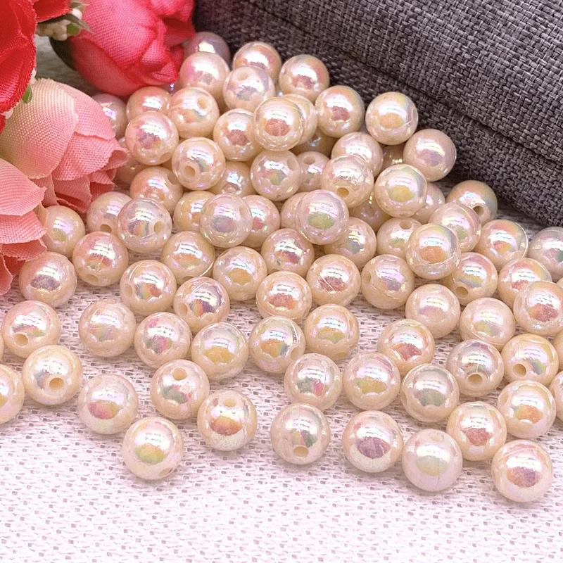 30pcs/lot 10mm AB Color Round Acrylic Bead Loose Spacer Beads For Jewelry Making DIY Accessories