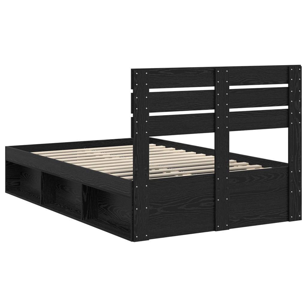 Bed Frame Black 120 x 200 cm Solid Pine Wood