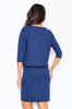 Elegant Dress with a Loose Top - Fitted Bottom - Navy Blue Dress M206 Size