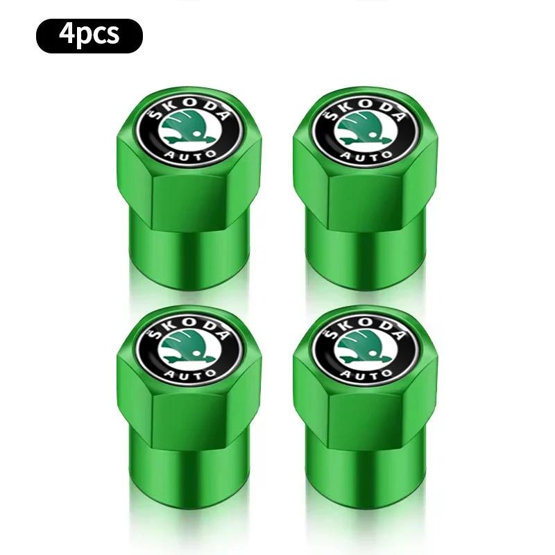 NADH5 New 4Pcs Car Wheel Tire Valve Caps Air Stem Covers Accessories For Skoda Fabia Octavia Karoq Kodiaq Kamiq Superb Rapid Scale