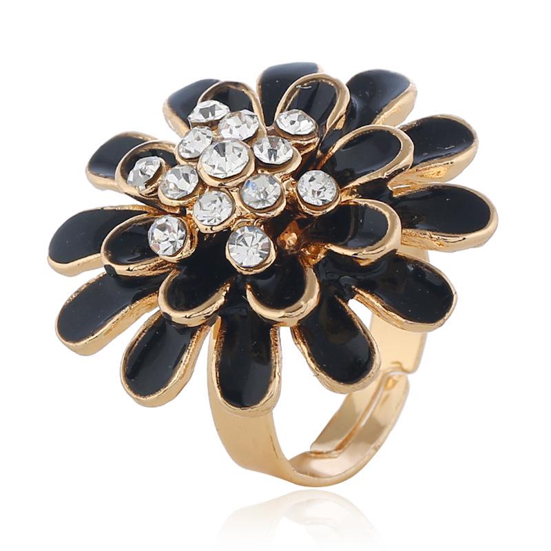 European & American Fashion OL Diamond Inlaid Flower Ring - Nightclub Internet Celebrity Jewelry X042