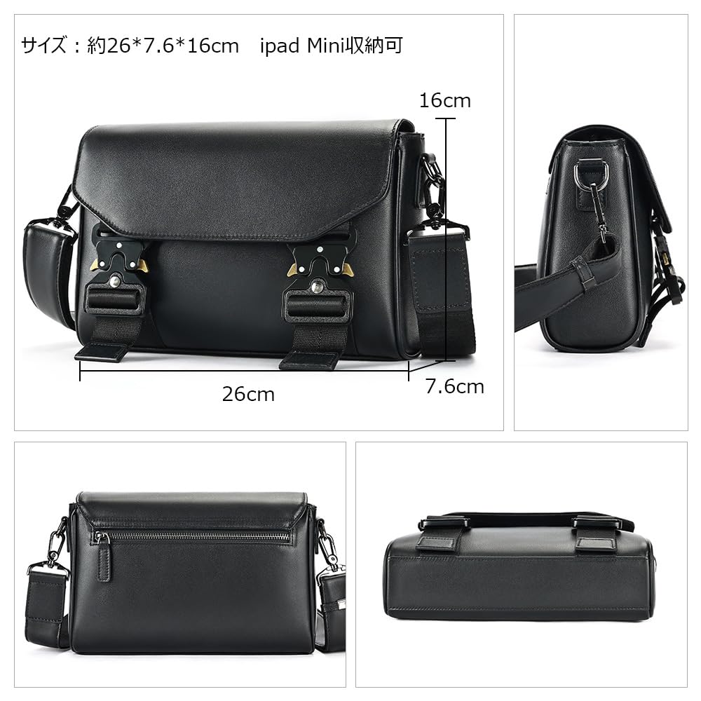 Whatna Antique-Style Tanned Natural Cowhide Leather Shoulder Bag for Men, Mini Crossbody Chest Bag with iPad Mini Storage, Perfect for Commuting,