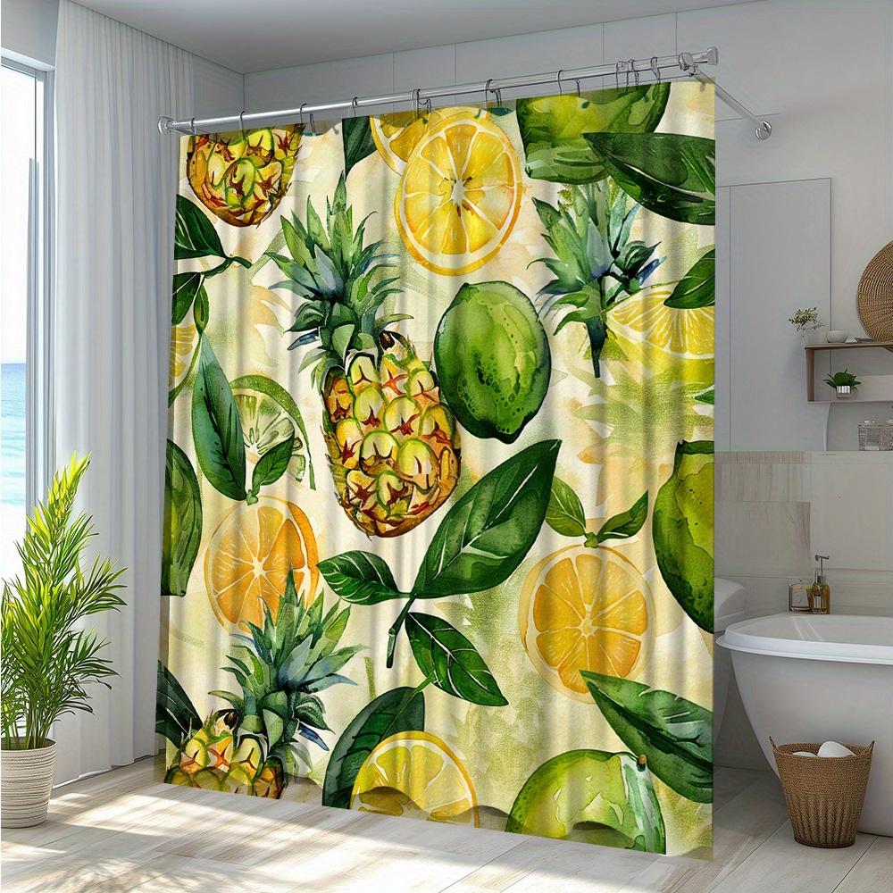 Tropical Fruit Shower Curtain - Waterproof And Anti Mold, Vibrant Pineapple And Citrus Design, Fresh Decoration