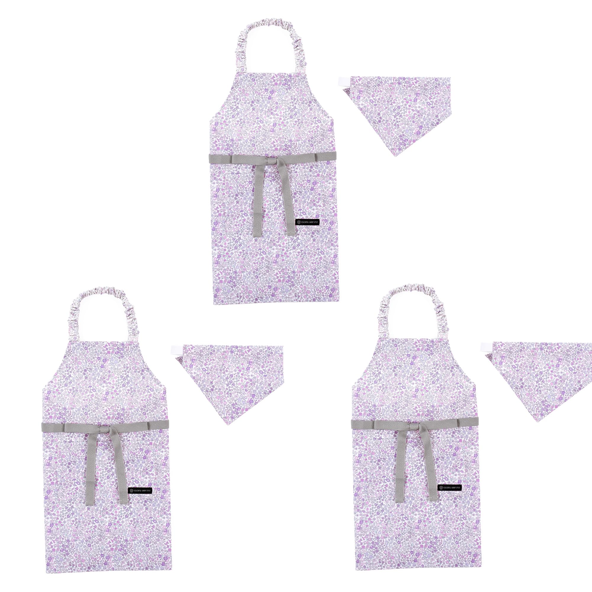 

ЯРКИЙ КОНФЕТНЫЙ СТИЛЬ Фартук Floral Mist набор Девочки Милый Детский Детский Фартук Набор Треугольный Шарф Эластичный Детский Фартук Малыш Начальная Школа Милый Стильный