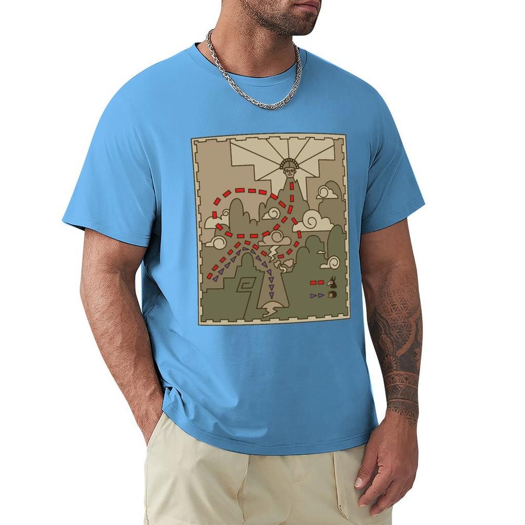 Kuzco Map T-Shirt Oversized Tees Vintage T Shirts Aesthetic Clothing Shirts Men Graphic