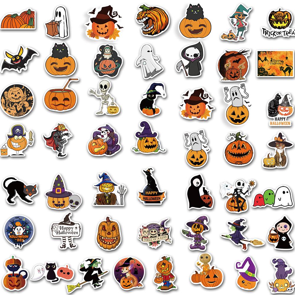 50 Halloween-tema morsomme vanntette klistremerker for flasker, kofferter og dekorasjon
