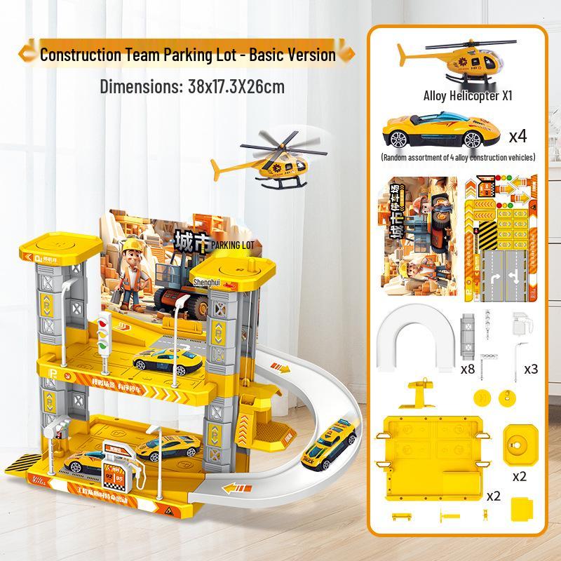 Multifunctional Police Building Blocks Set with Vehicle Launcher and Urban Rail Parking Garage
