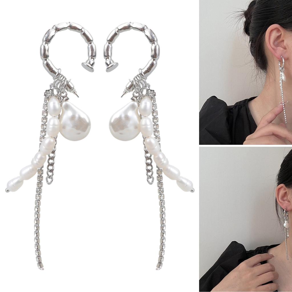Modische Quastenohrringe Moderne Barock Kristallkettenohrringe mit Quastenakzent für einen Hauch von Luxus