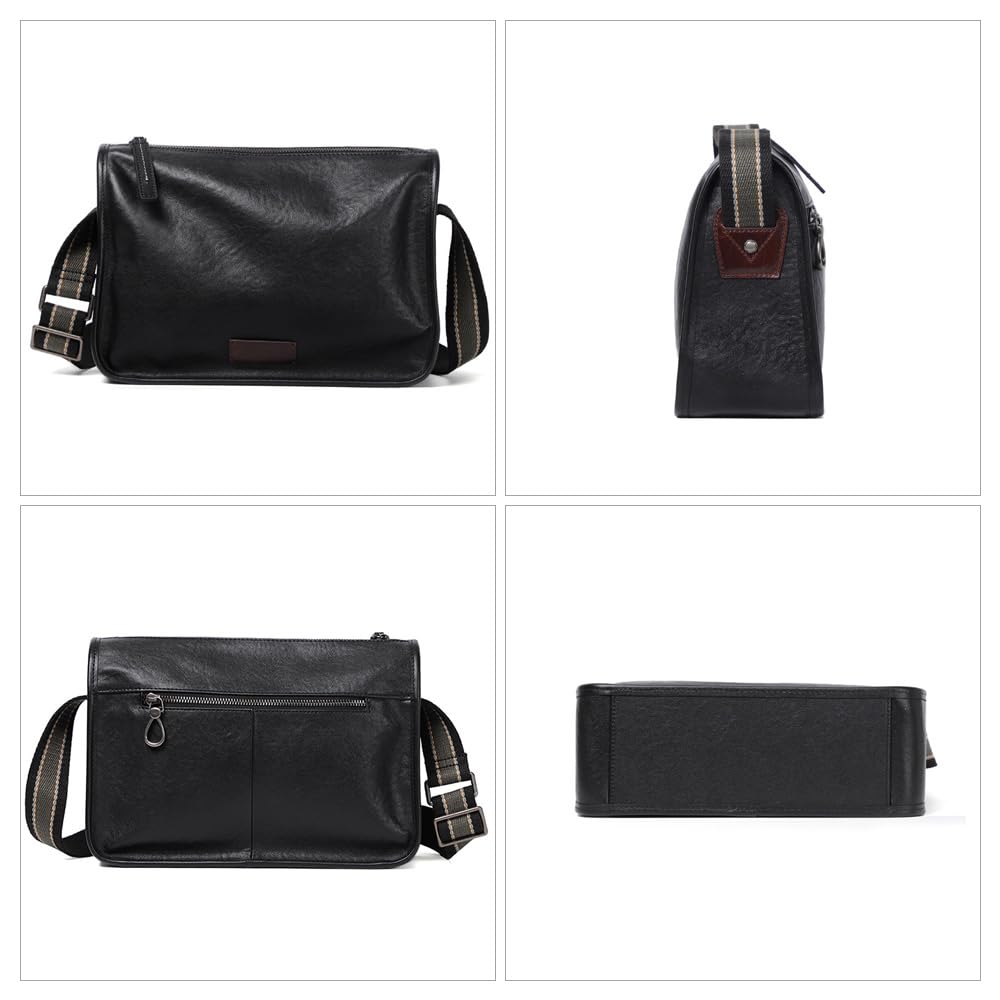 Bolsa de Ombro Única em Couro de Vaca Natural Tingido Estilo Antigo Whatna para Homens, Bolsa Transversal, Bolsa de Peito, Bolsa de Mão, Bolsa de Festa, Cabe iPad 10.5, Casamento