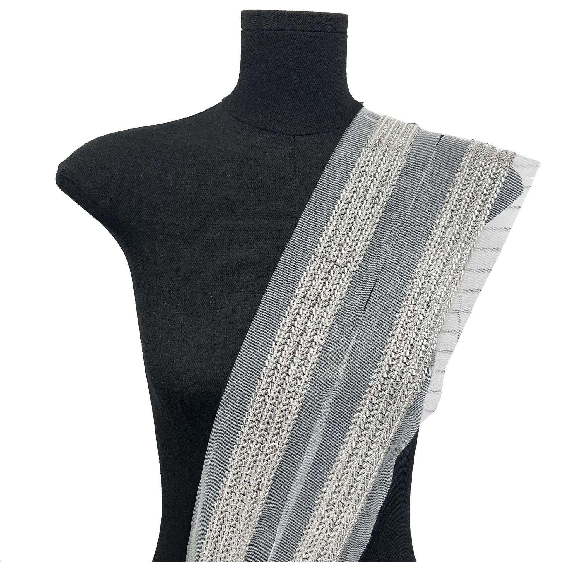 

7Cm Mesh Machine Bead Tube Webbing Accessories Diy Jewelry Clothing Hair Accessories Edge Decorative Lace Accessories T1166 one yard