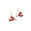 14K Gold-Filled Zircon Inlaid Peach Heart Stud Earrings with 925 Silver Post and Jump Ring