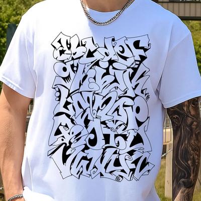 Graffiti Alphabet T Shirt Streetwear Urban Hip Hop Typography Art Vintage Washed Stylish Designer Clothes Casual Comfortable