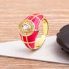 Nidin Charming Zircon Grid Stripe Oil Dripping Creative Retro Ring 7 Colors Open Adjustable Popular Jewelry Party Holiday Gift