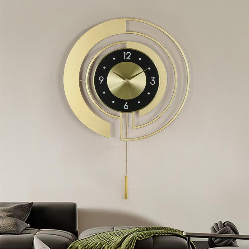 Large Luxury Wall Clocks With Pendulum Creative Design Wall Decor Hanging Clock Living Room Bathroom Bedroom Golden Silent Watch