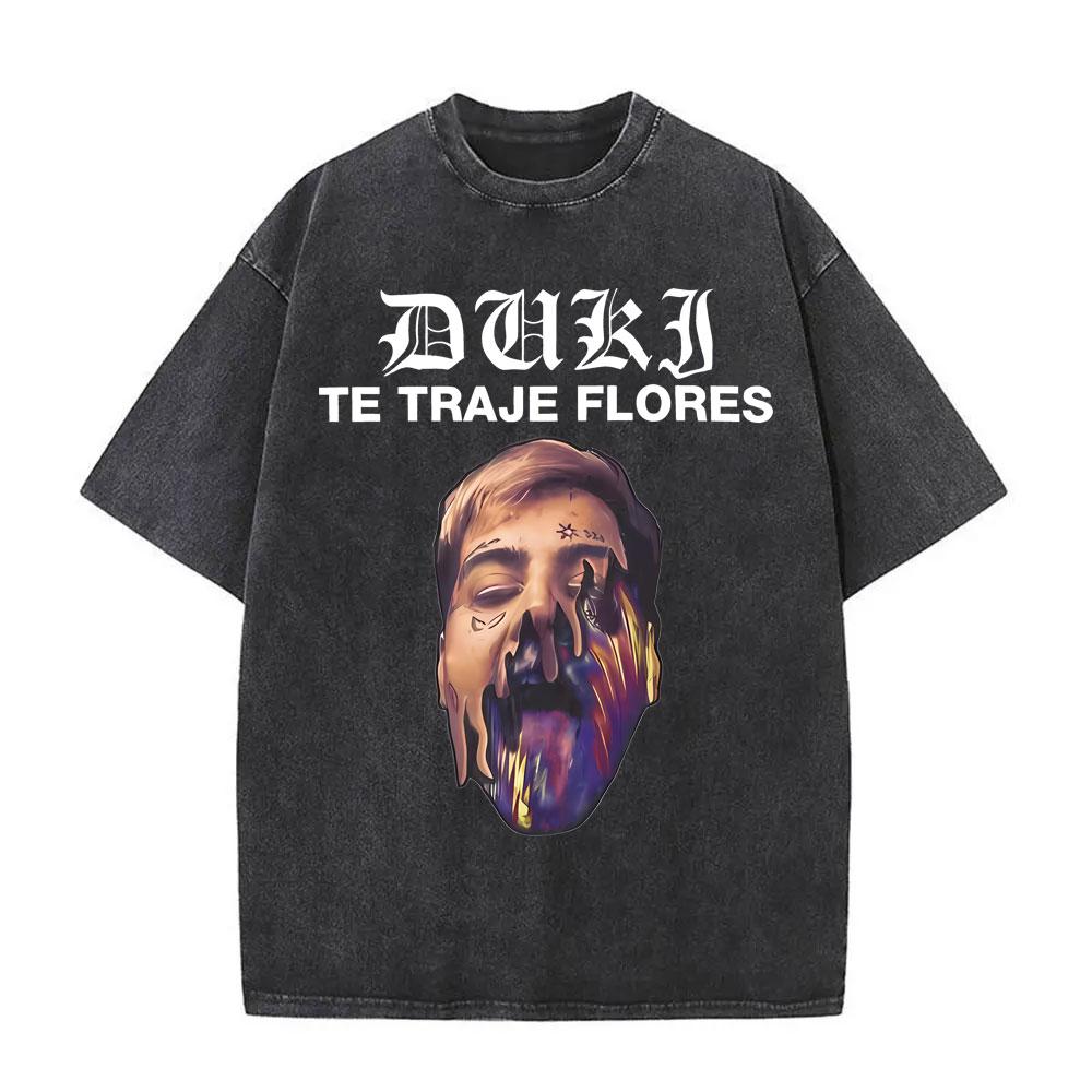 

I Love Duki ADA Tour Graphic Tshirt Antes De Ameri Pattern Tshirt Men Women Hip Hop Washed Vintage T Shirts Unisex Streetwear S