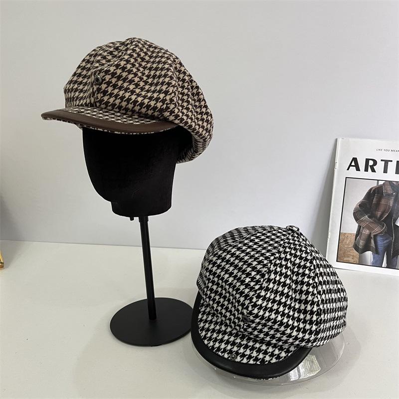 

Autumn and winter new Qiandongge Beret hat women s literary and retro newsboy hat showing face small cloud octagonal hat M（56-58cm） темно-коричневого кольору