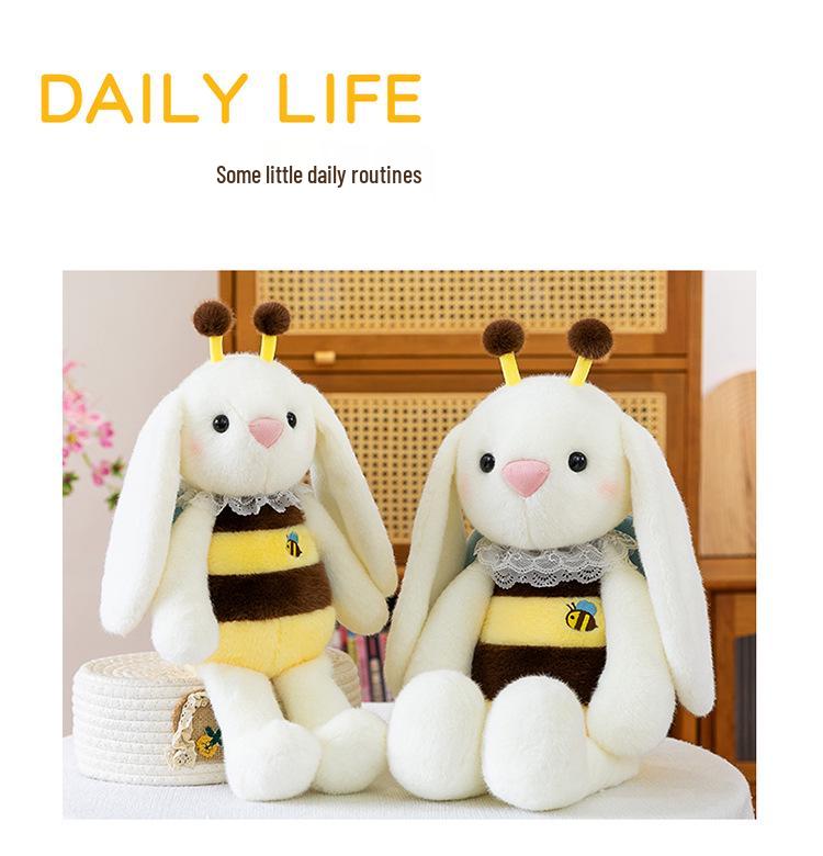 Kreatives Bienen-Kaninchen Plüschtier - Kleines Kaninchen Kuschelkissen Puppe für Kindergeburtstagsgeschenk