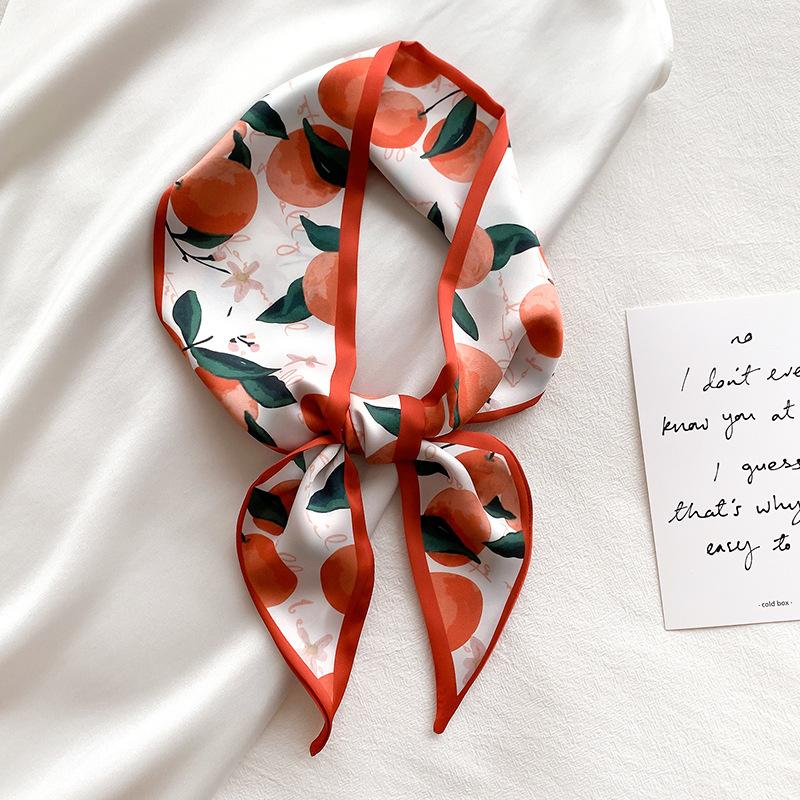 New Korean Style Decorative Thin Narrow Striped Small Scarf for Women's Hairband Decorative Scarf with Long Ribbon Scarf for Women