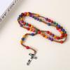 Colorful Cross Rose Prayer Beads Necklace - Easter Gift Jewelry