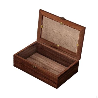 Portable Wooden Storage Box with Clear Lid Antique Jewelry Decorative Trinket Empty Keepsake