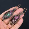 Ruby in Zoisite  Handmade Copper Wire Wrap Jewelry Earring 3.15" t3t67