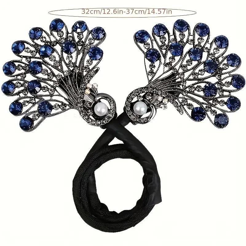 Vintage Strass Pfau Haarspange für Damen elegante Pferdeschwanzklemme Mode Mädchen Haarnadeln