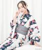 Nishiki Yukata Set Modern Kimono Light Cherry Blossom Stripes 2305-A Women's 2-Piece (Yukata + Pre-Obi) - Ready-to-Wear, One-Size-Fireworks, Retro,