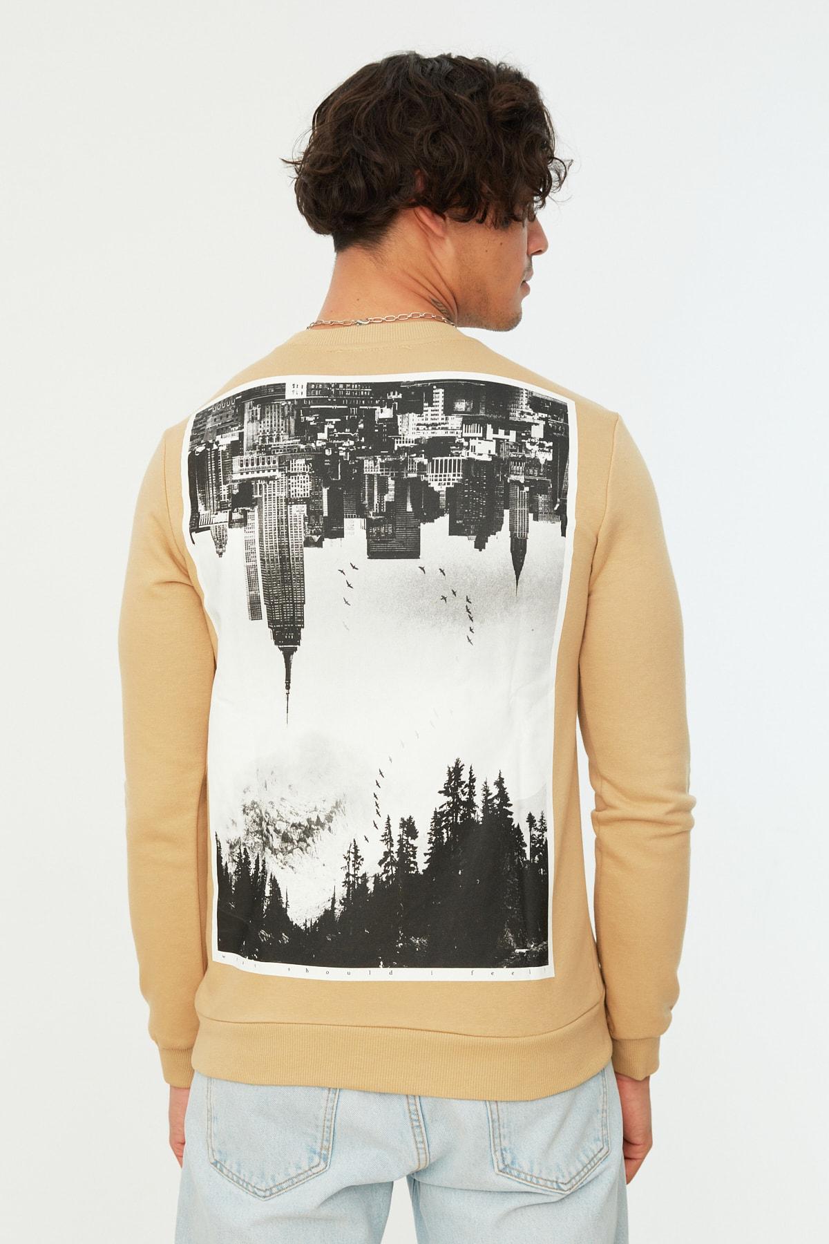 

Camel Мужская толстовка с круглым вырезом и принтом на спине стандартного кроя TMNAW22SW2518