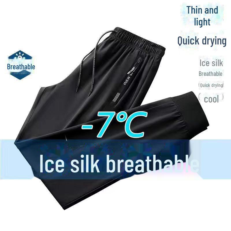 Pánské prodyšné pracovní kalhoty z ledového hedvábí - lehké, volný střih pro stavební dělníky